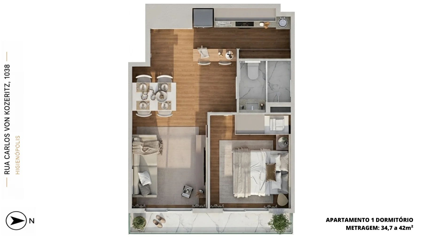 1 Dormitório — Planta 03